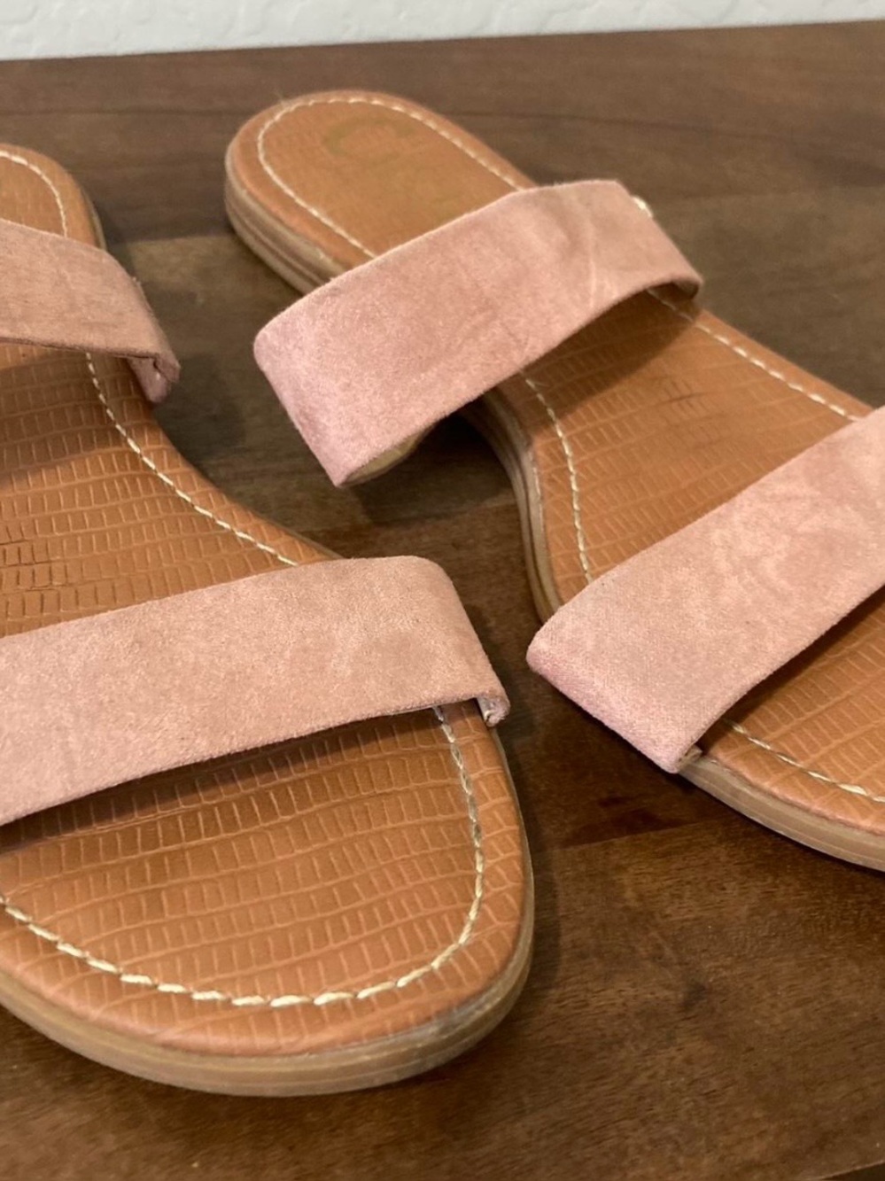 Circus by Sam Edelman Double-Strap Slide Sandals in Dusty Rose Suede